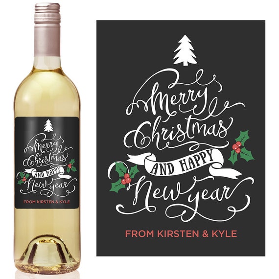 Personalized holiday wine labels