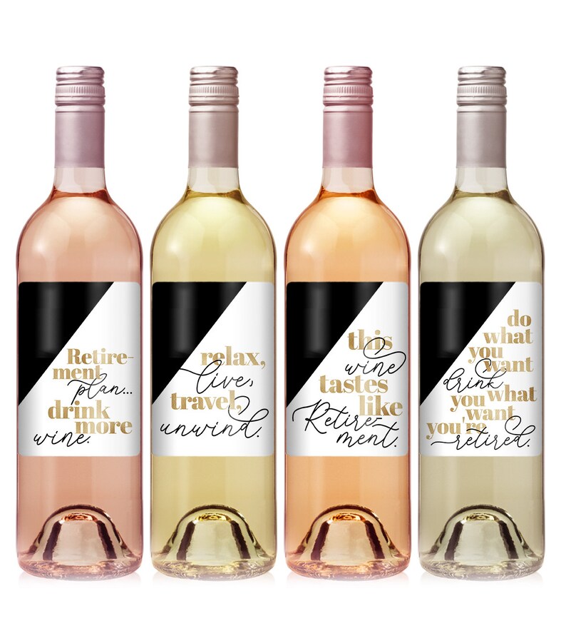 Retirement Wine Labels Retirement Gifts Retired Wine Etsy