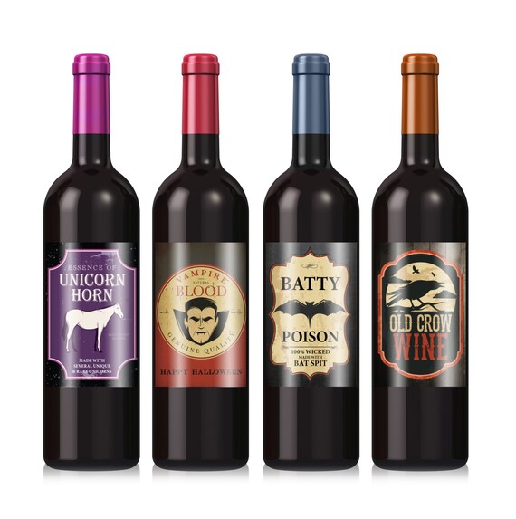 Halloween Vintage Wine Labels- Custom Wine Labels - Halloween Party Decorations Il_570xn