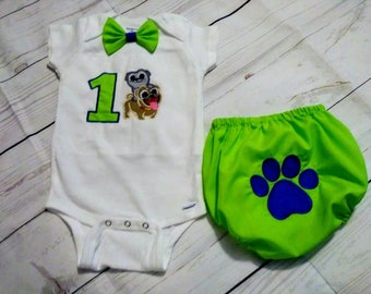 Puppy Dog Pals smash cake outfit,Puppy Dog Pals birthday outfit,Embr Puppy Dog Pals onesie,Puppy dog pal party,Puppy dog pals First Birthday