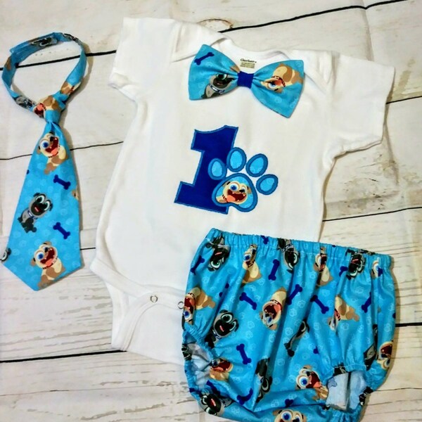 Welpen Hund Pals zu zerschlagen, Kuchen-Outfit, Welpen Hund Pals Geburtstag Outfit, gestickt Welpen Hund Pals Body, Puppy Dog-Kumpel-Party, Hündchen Kumpels ersten Geburtstag