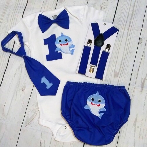 Baby Shark First Birthday Outfit Shark Birthday Etsy