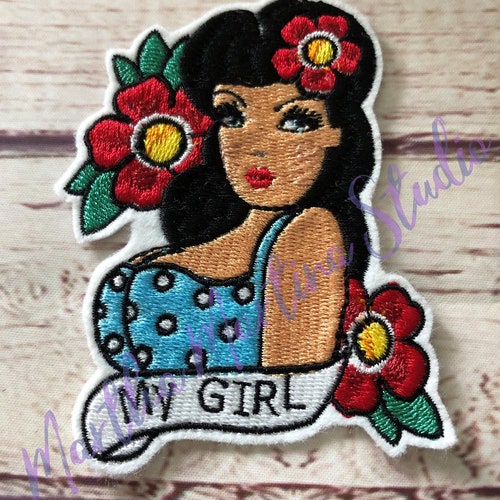 Thompson Girl Pinup Embroidered Morale Patch Etsy