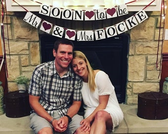 Engagement Banner, Soon to Be Mr. & Mrs Banner, Engagement Party Decor, Rustic, Engagement Party Ideas, Wedding Reception, Couple Shower