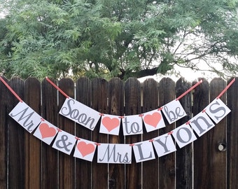 Bridal Shower Banner, Soon to Be Mr & Mrs Banner, Engagement Party Decor, Rustic, Engagement Party Ideas, Wedding Reception, Couple Shower