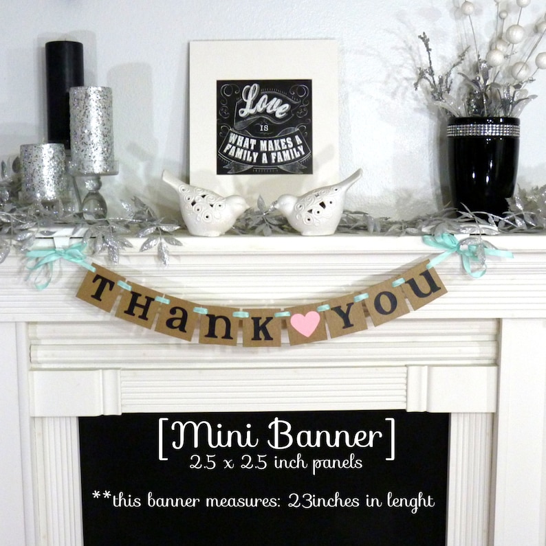 mini Thank You Banner / Wedding Garland / Rustic Banner / Thank You Card / Photo Prop / Wedding Thank You/ Wedding Decoration image 2