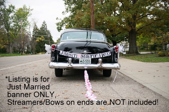 Just Married Banner / Wedding Garland / Getaway Car Sign / Rustic / Wedding  Couple Photo Prop/ Wedding Reception Decoration 