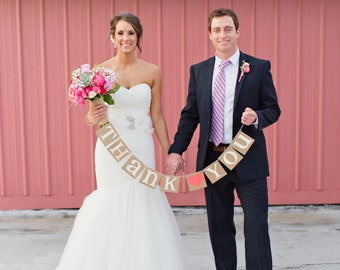 Thank You Sign / Rustic Wedding Banner Photo Prop - Wedding Sign - Wedding Decoration