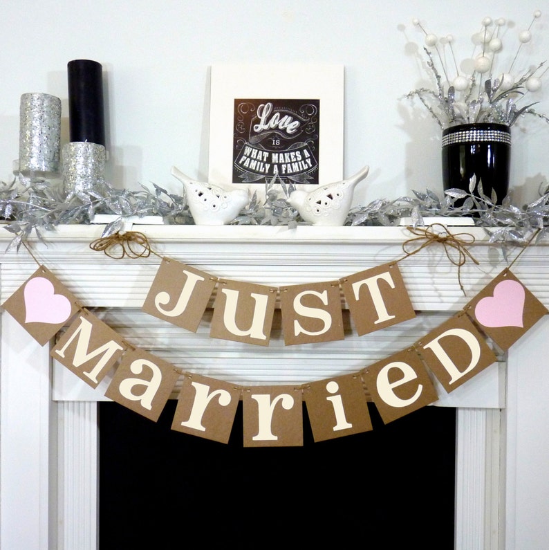 Just Married Banner / Wedding Garland / Getaway Car Sign / Etsy