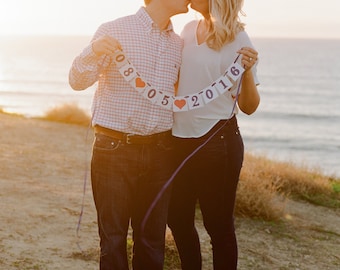 mini Save the Date Banner / Wedding Garland / Wedding Date Banner / Save the Date Props / Engagement Cards / Photo Prop