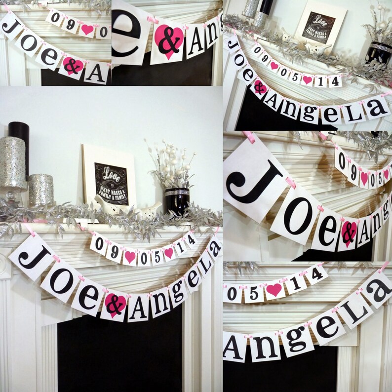 Wedding Garland / Custom Names Banner Plus Date Banner / Etsy