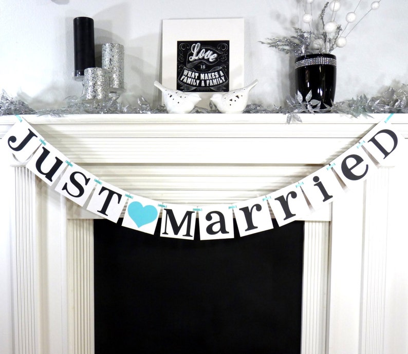 Just Married Banner / Wedding Garland / Getaway Car Sign / Rustic / Wedding Couple Photo Prop/ Wedding Reception Decoration image 2