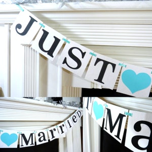 Just Married Banner / Wedding Garland / Getaway Car Sign / Rustic / Wedding Couple Photo Prop/ Wedding Reception Decoration image 4