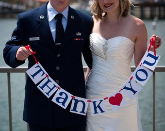 Thank You Sign/ Nautical/ Rustic Wedding Banner/ Photo Prop/ Wedding Sign Wedding Decoration/ Thank You Card/ Navy Blue, Red