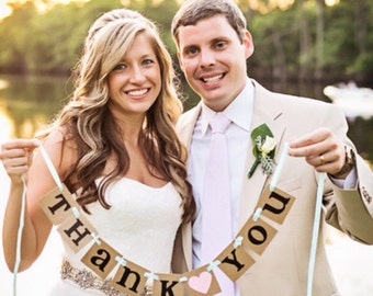 mini Thank You Banner / Wedding Garland / Rustic Banner / Thank You Card / Photo Prop / Wedding Thank You/ Wedding Decoration