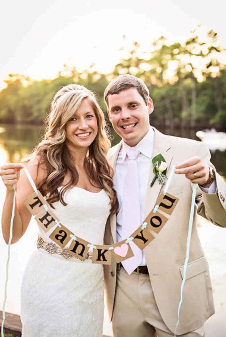 mini Thank You Banner / Wedding Garland / Rustic Banner / Thank You Card / Photo Prop / Wedding Thank You/ Wedding Decoration image 1