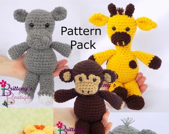 Pack de motifs Amigurumi - Pack de motifs au crochet facile Pack de motifs au crochet pour animaux en peluche Pack de motifs pour animaux en peluche sauvage Modèle au crochet facile