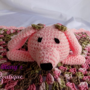 Baby Blankie Lovey Crochet Baby Lovey Crochet Plush Pink Puppy Dog Baby Lovey Baby Security Blanket Baby Snuggle Blanket Baby Shower Gift image 2