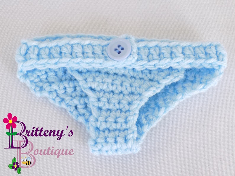 Baby Doll Clothes Crochet Baby Doll Diaper Set Crochet Baby Blue Doll Diapers Baby Doll Clothing Four Doll Diapers 13-14 inch Size image 7