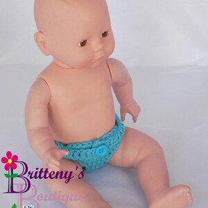 Baby Doll Clothes Crochet Baby Doll Diaper Set Crochet Baby Blue Doll Diapers Baby Doll Clothing Four Doll Diapers 13-14 inch Size image 8