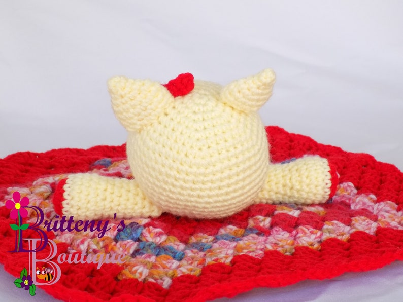 Baby Lovey Crochet Baby Lovey Crochet Plush White Cat Red Blanket Security Blanket Snuggle Blanket Baby Shower Gift 18 inches image 5