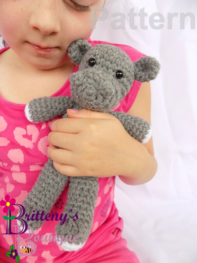 Hippo Stuffed Animal Crochet Pattern Amigurumi Hippopotamus image 1