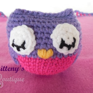 Baby Lovey Crochet Baby Lovey Crochet Plush Purple Owl Baby Fleece Lovey Baby Security Blanket Snuggle Blanket Baby Shower Gift image 1