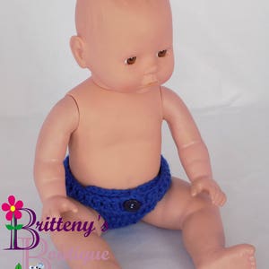 Baby Doll Clothes Crochet Baby Doll Diaper Set Crochet Baby Blue Doll Diapers Baby Doll Clothing Four Doll Diapers 13-14 inch Size image 1