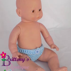 Baby Doll Clothes Crochet Baby Doll Diaper Set Crochet Baby Blue Doll Diapers Baby Doll Clothing Four Doll Diapers 13-14 inch Size image 6