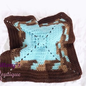 Baby Blue Boy Teddy Bear Lovey Security Blanket Boy Brown Bear Lovey Blanket Baby Lovey Crochet Blanket Cuddle Blanket Security Blanket image 10