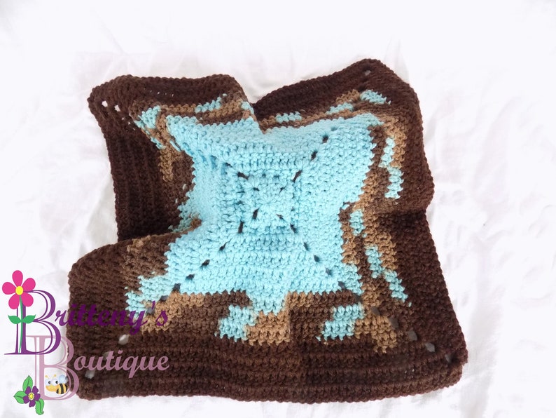 Baby Blue Boy Teddy Bear Lovey Security Blanket Boy Brown Bear Lovey Blanket Baby Lovey Crochet Blanket Cuddle Blanket Security Blanket image 10