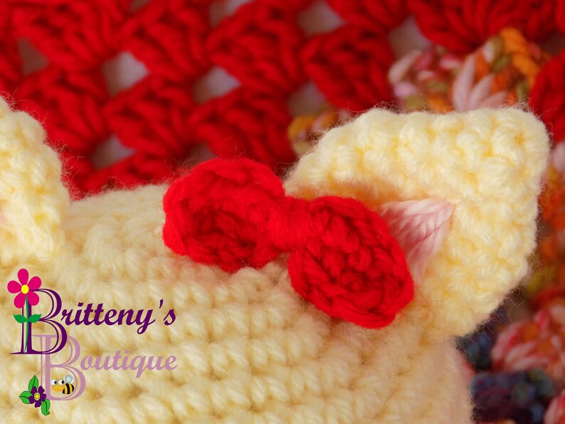 Baby Lovey Crochet Baby Lovey Crochet Plush White Cat Red Blanket Security Blanket Snuggle Blanket Baby Shower Gift 18 inches image 3