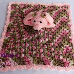 Baby Blankie Lovey Crochet Baby Lovey Crochet Plush Pink Puppy Dog Baby Lovey Baby Security Blanket Baby Snuggle Blanket Baby Shower Gift image 1