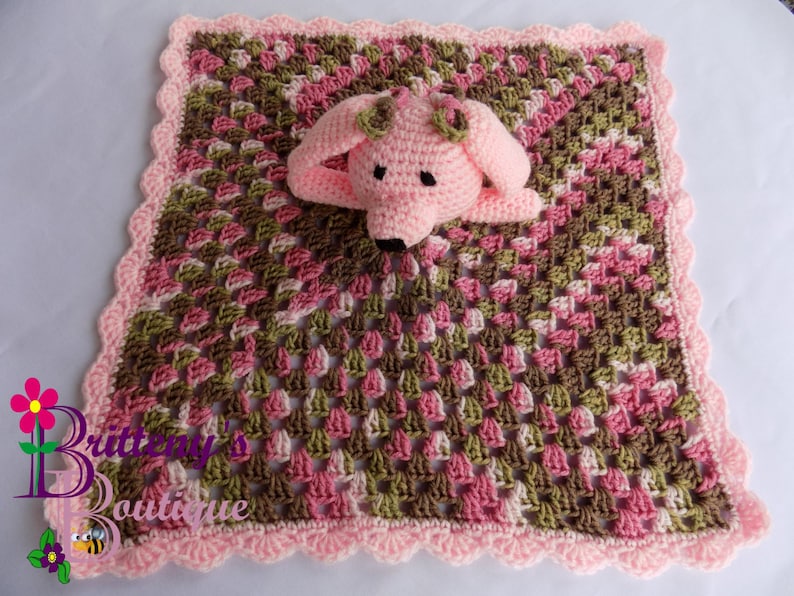 Baby Blankie Lovey Crochet Baby Lovey Crochet Plush Pink Puppy Dog Baby Lovey Baby Security Blanket Baby Snuggle Blanket Baby Shower Gift image 1