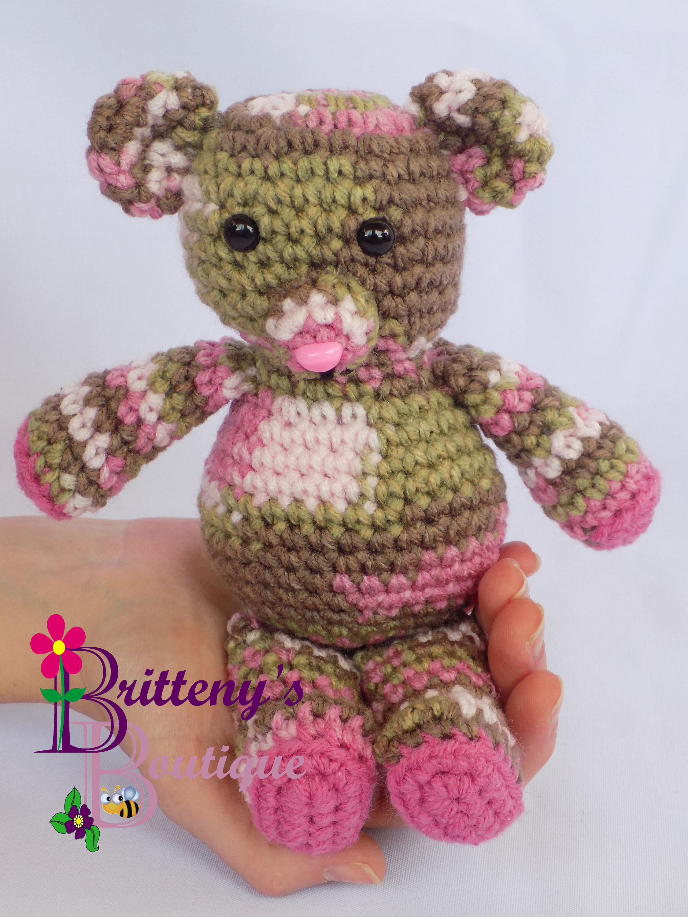 pink camo teddy bear