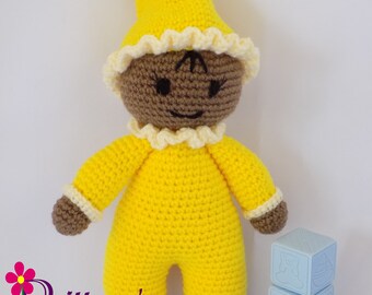 Baby Girl Doll Crochet Baby Girl Doll My First Doll Stuffed Baby Girl Yellow Doll Plush Yellow Baby Girl Doll Crochet Doll