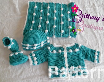 Deluxe Layette Crochet Pattern Baby Cardigan Crochet Pattern Baby Blanket Crochet Pattern Sweater and Blanket Crochet Pattern Pack