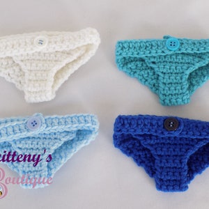 Baby Doll Clothes Crochet Baby Doll Diaper Set Crochet Baby Blue Doll Diapers Baby Doll Clothing Four Doll Diapers 13-14 inch Size image 10