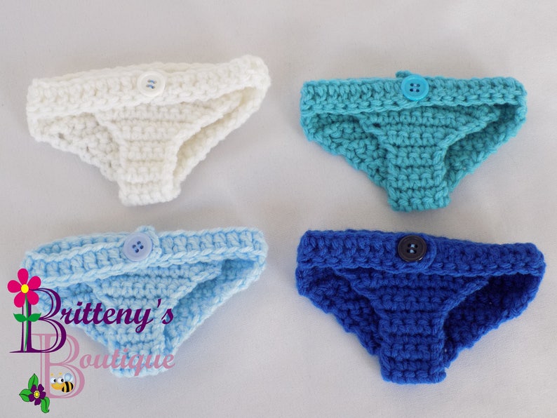 Baby Doll Clothes Crochet Baby Doll Diaper Set Crochet Baby Blue Doll Diapers Baby Doll Clothing Four Doll Diapers 13-14 inch Size image 10