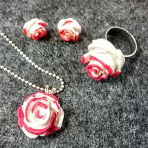 Painting the Roses Red: a set of handpainted rose jewelry fit for your Queen of Hearts!
