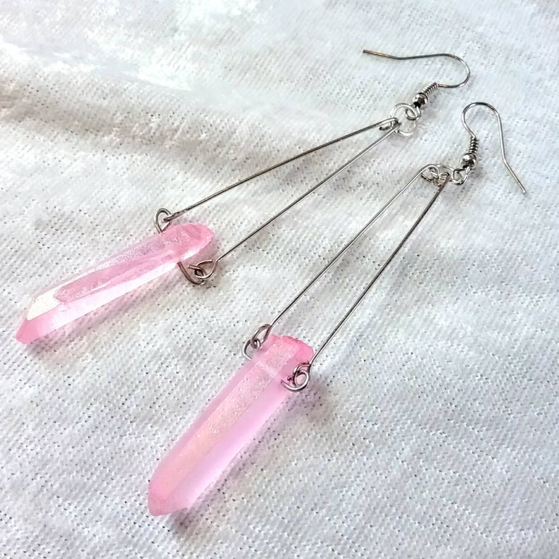 Lucy's Lovelies: dramatic rose quartz earrings with a magical twist image 8