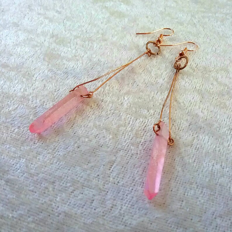 Lucy's Lovelies: dramatic rose quartz earrings with a magical twist image 4