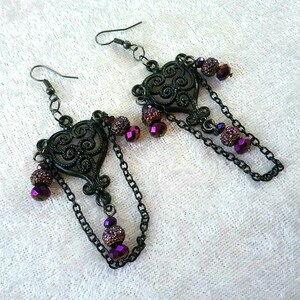 Tatiana&#39;s Secrets: black chandelier earrings with dramatic swing