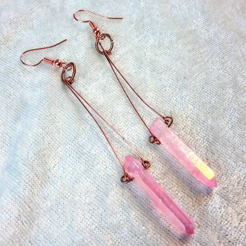 Lucy's Lovelies: dramatic rose quartz earrings with a magical twist image 1