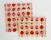 Strawberries Reusable Snack Bag, Reusable Sandwich Bag, Zero Waste, Cotton Washable Snack Bag, Eco Friendly, Berries, Fruit, Pink, Red