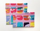 Lemon Crush Reusable Snack Bag, Reusable Sandwich Bag, Zero Waste, Washable Snack Bag, Eco Friendly, Snaps, Retro, Soda, Colorful