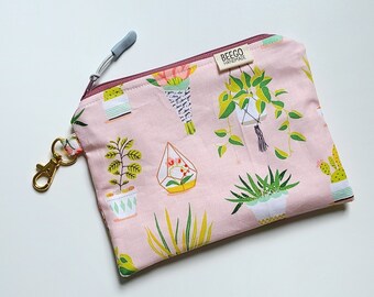 Pink Plants Clip-On Pouch