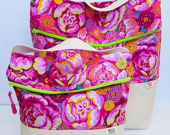 Neon Floral Insulated Washable Lunch Bag