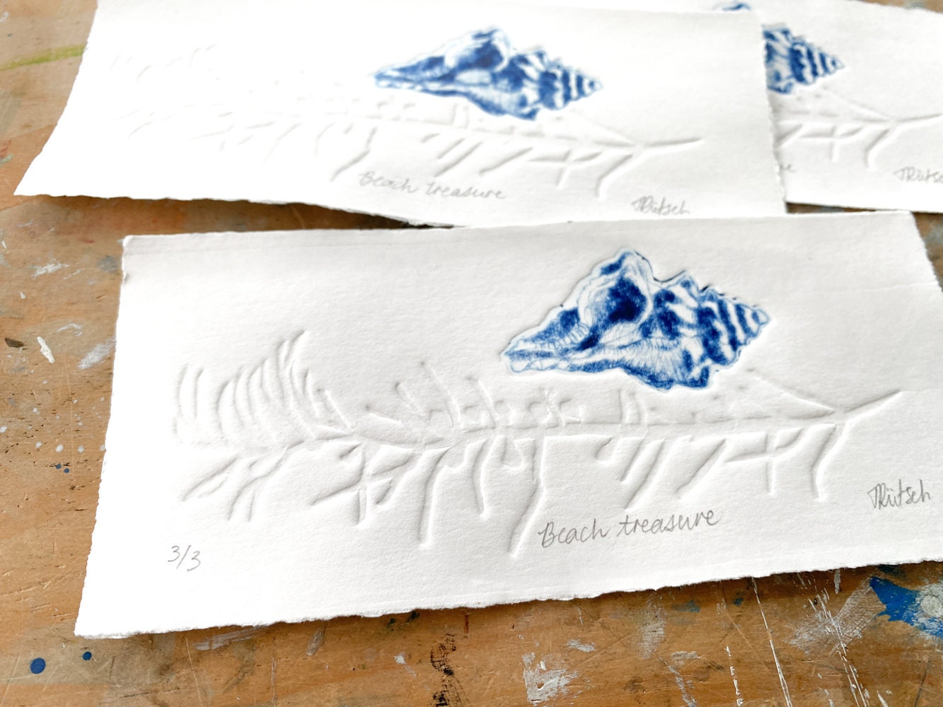 Original Intaglio Print, Shell Artwork, Beach Art, Printmaking - Etsy