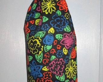 Homemade Plastic Bag Caddy - Chalk Flower Print - Plastic Bag Holder - Grocery Bag Storage - Kitchen Bag Organizer -  Hostess Gift